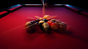 Breaking a rack at Gold Crown Billiards